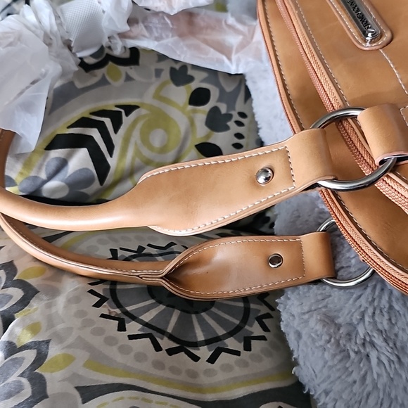 NWT Stone Mountain Purse Ice Blue/Vachetta Belmar Large Dome Satchel Sydney Bag - Picture 10 of 12